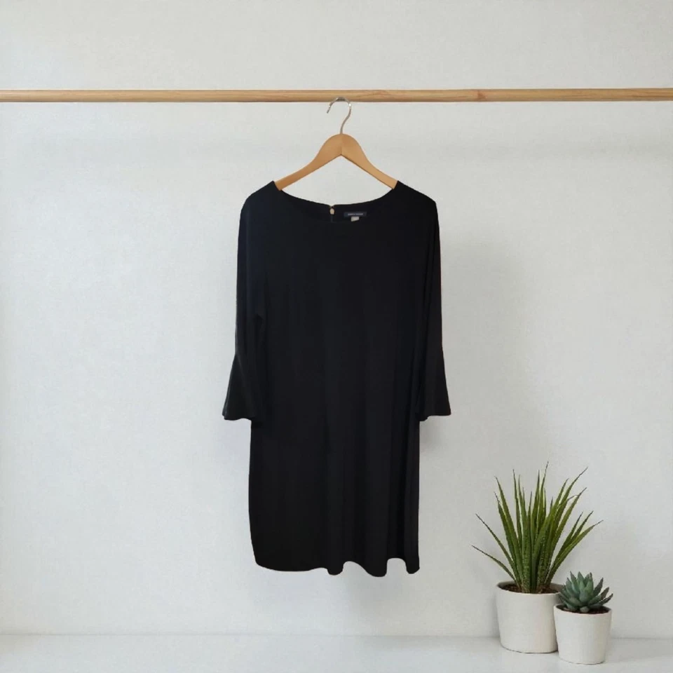 Vestido Tommy Hilfiger Talla 16 Básico Negro Manga Campana Poliéster Spandex Cóctel Foto 1 de 4