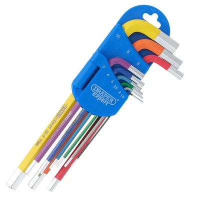 Draper Expert Metric Long Arm Hex Key Set Colour Coded 9 Piece 04905 - Image 1 of 2