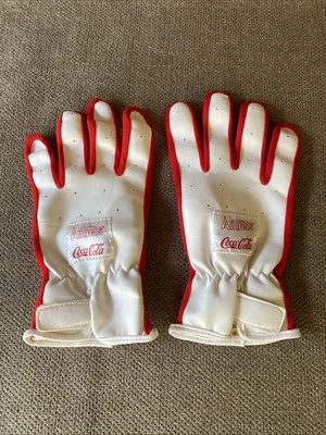 GUANTES DE BATEO de béisbol Coca-Cola vintage de California Angels borde rojo Foto 1 de 4