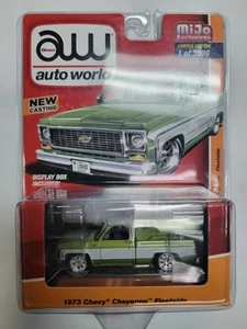 Auto World MiJo LE 1973 Chevy Cheyenne Fleetside Pickup Square Body Green 1/3600 - Picture 1 of 2