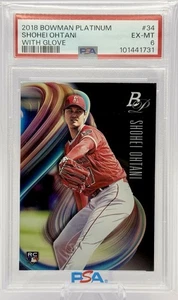 Shohei Ohtani RC 2018 Bowman Platinum - With Glove #34 PSA 6 Rookie Card - Picture 1 of 3