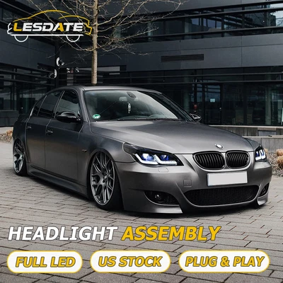 Full LED Headlights For BMW E60 E61 523i 530i 2005-2010 DRL Sequential Signal - Image 1 of 4