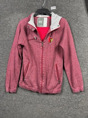 Louisville Cardinals Jacket Womens Medium Red Hooded Full Zip NCAA College Gray - Image 1 of 4
