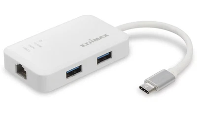 EDIMAX USB 3.0 Netzwerkadapter EU-4308, USB-C, 3-Port Hub - Bild 1 von 3