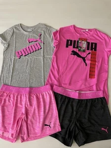 Puma Youth T-shirt and Shorts 4 Pack Medium 10/12 Pink - Picture 1 of 5