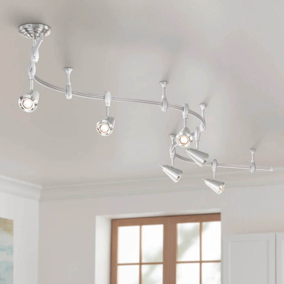 Luz de pista monorriel LED níquel 6 luces ancho Pro Track Ali 108" Foto 1 de 4