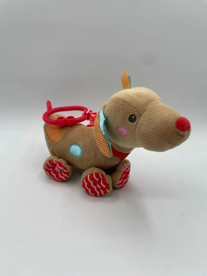 Fisher Price Mattel Peluche Bebé Sonajero Arrugado Cachorro Perro Orejas Azules Bronceado 2014 9" Foto 1 de 4