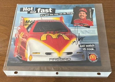 Cruz Pedregon 亲笔签名赛车卡讲义 NHRA Nitro 有趣汽车麦当劳比赛 — 第 1/2 张图片