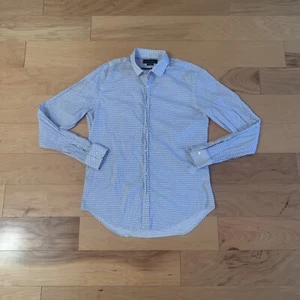 Zara Man Blue Printed Button Up Long Sleeve Slim Fit Dress Shirt Size L - Picture 1 of 8