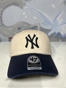 New York Yankees MLB '47 Brand Natural Two Tone Clean Up Adjustable Hat - Picture 1 of 3