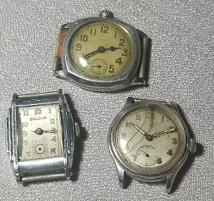 Old Vintage Estate Men's Bulova, Elgin, Wittnauer Wristwatch Lot Bin A - Picture 1 of 8
