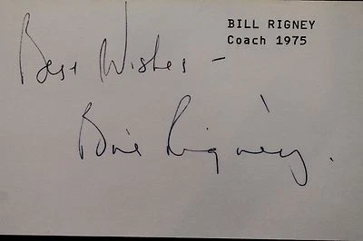 Bill Rigney Padres Coach 1975 (d.01) Autographed 3x5 Signed Index Card JSA 17D - Image 1 of 4