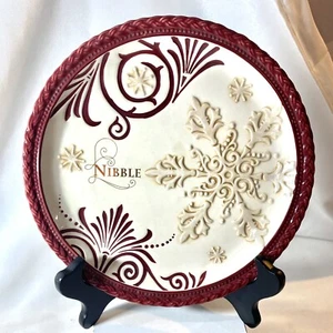 Holiday Snack Plate by Grassland Roads “Nibble” With Embossed Snowflakes - Picture 1 of 6