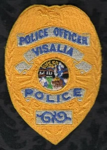 Parche de sombrero gorra de policía de Visalia California 2-1/4"" x 3-1/8"" dorado/azul - Imagen 1 de 2