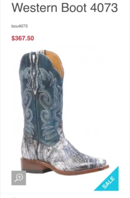 Damas BOULET Western Azul/Blanco Puntera Cuadrada Botas Estilo 4073 Excelente Estado Foto 1 de 4