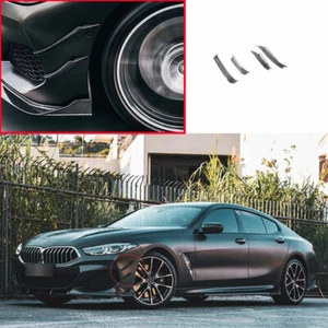 For 2020-2022 BMW 8 Series Carbon Fiber Front Bumper Lip Spoiler Fins Canards 4X - Picture 1 of 9