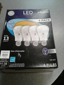 4-Pack GE LED Light Bulb 9w - 60 Watt Replacement Soft White Bulb Lighting Lamp  - Picture 1 of 5