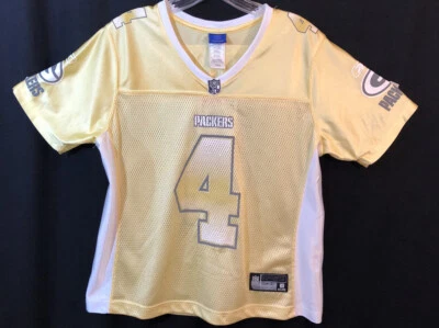 Nuevo con etiquetas Camiseta para mujer NFL Reebok Brett Favre manga corta amarillo blanco talla M Foto 1 de 4