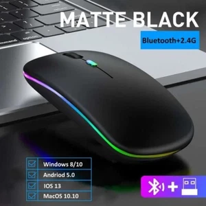 LED Wireless Bluetooth Mouse Rechargeable Silent mice for laptop desktop macbook - Picture 1 of 6