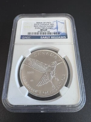 2015 Canada S$5 NGC MS69 Red Tailed Hawk Birds of Prey Early Release - Image 1 of 2