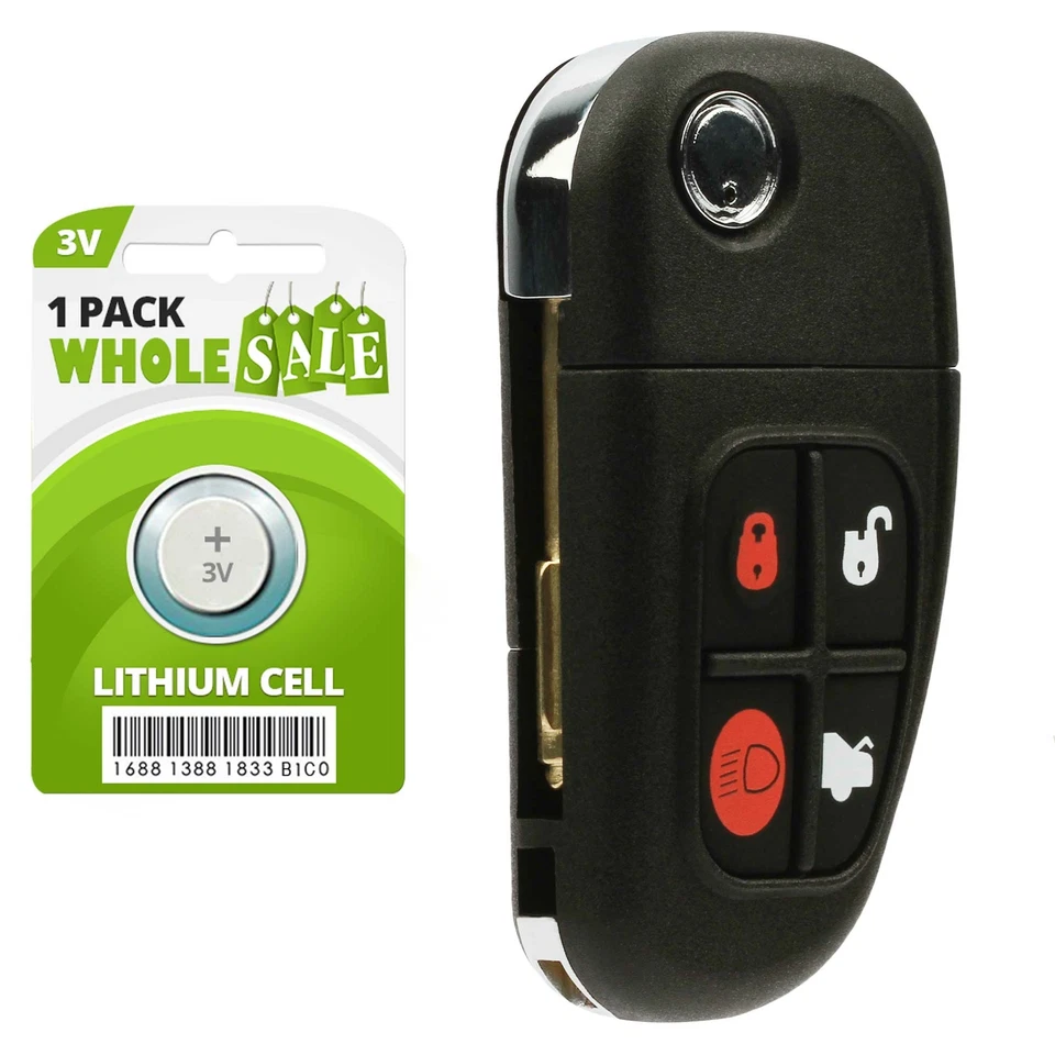 For 2003 2004 2005 2006 2007 2008 Jaguar S-Type X-Type XJ8 Remote Flip Key Fob - Image 1 of 1