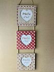 Attractive Red & White Wooden Hanging Triple Heart Aperture Square Photo Frame