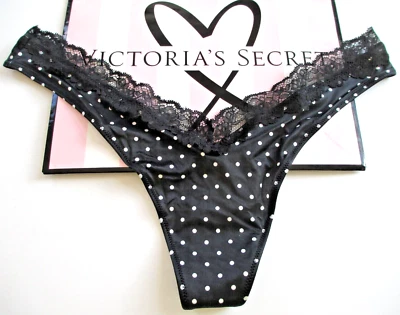 VICTORIA'S SECRET VERY SEXY High Leg Thong Panty VS Black Polka Dot S M L XL - Image 1 of 4