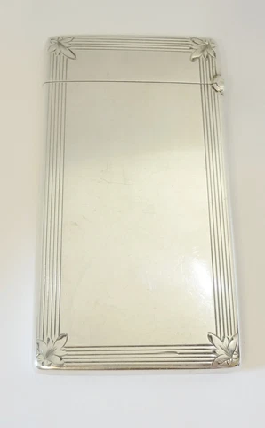 1908 DEAKIN & FRANCIS Narrow Sterling Silver Engine Turned Card Case Cover