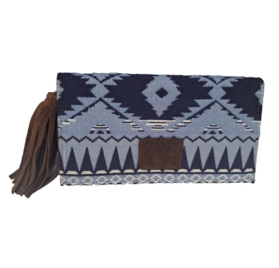 Ariat AZUL Western Mujer Cartera Marrón Borla Gamuza Cremallera BONITA Foto 1 de 4