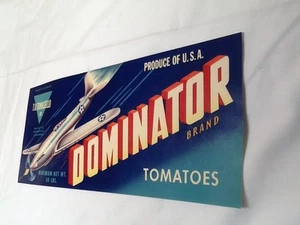 DOMINATOR TOMATENKISTE ETIKETT WATSONVILLE, CA Kampfjet !! N.O.S. - Bild 1 von 5