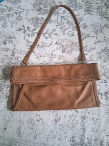 Sigrid Olsen Brown Leather Womens  Purse Shoulder Bag W/ Braided Strap  - Picture 1 of 14