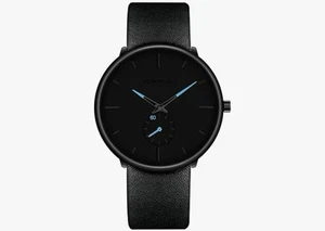 Mens CRRJU Round Stainless Black Ultra Thin Business Mesh Band Analog Watch E5 - Picture 1 of 7