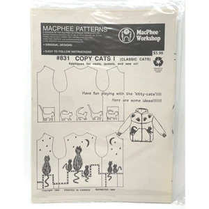 MacPhee Workshop Sewing Applique Pattern #831, Copy Cats I, NEW - Picture 1 of 2