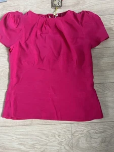Love Label size 14 Fit 12.14 Cerise Pink New Tagged Short Sleeve Blouse Zip Back - Picture 1 of 11