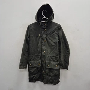 Barbour Ladies Durham Waterproof Wax Country Green Hooded Coat Jacket Size UK 8 - Picture 1 of 10