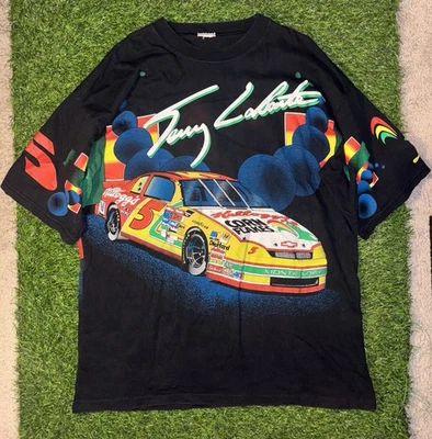 Vintage Texas Terry Labonte All-Over-Print AOP NASCAR T-Shirt Kellogg’s Tee Tony - Image 1 of 4