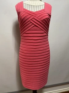 ANTHEA CRAWFORD Pink Pleated Sleeveless Sheath Dress ~ Size 16 - Picture 1 of 13