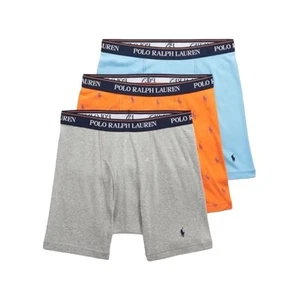NWT Polo Ralph Lauren.  3 Pack. Cotton CLASSIC BOXER BRIEF.  Orange. MSRP $49.50 - Picture 1 of 7