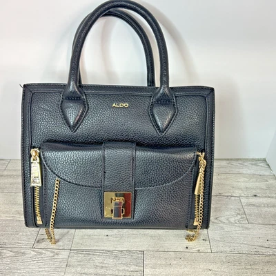 Bolso de Mano ALDO Cuero Guijarro Negro con Herrajes Dorados Cartera Desmontable Foto 1 de 4