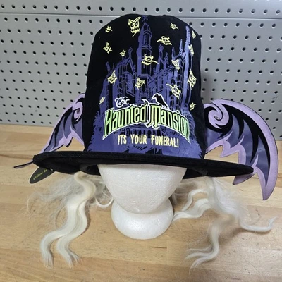 Disney World Haunted Mansion It's Your Funeral Sombrero de copa y peluca de pelo EXCELENTE Foto 1 de 4