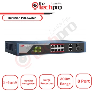 Hikvision DS-3E1310P-SI 8-Port Fast Ethernet Smart PoE Switch with 2 Uplink Port - Image 1 of 2
