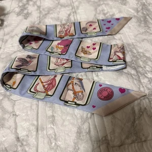 Hermes Twilly Heart Pattern Pastel Blue Scarves with Light Wear - Imagen 1 de 7