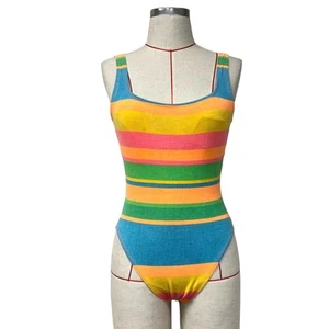 Vintage Anne Cole Womens Size 8 Colorful Striped One Piece Swimsuit - Picture 1 of 6