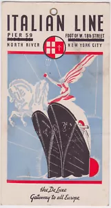 1934 SS REX Italian Line Ocean Liner Baggage Tag Pier 59 - W 18th St. New York - Bild 1 von 2