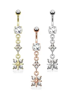 Piercing ombelico piercing banana cristallo zirconi ombelico charm reale - Foto 1 di 5