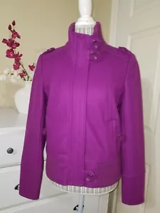 NWOT ROUTE 66 Womens Fuchsia Wool Blend Bomber Zip Jacket Coat Sz. M - Picture 1 of 12