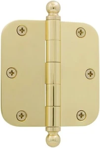 Grandeur 809001 3.5" Brass Hinge Ball Tip 5/8" Radius Corner Unlacquered - Picture 1 of 1