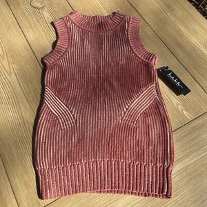 NWT Nicole Miller Womens S Cable Knit Cotton Sweater Vest Rust - Picture 1 of 5