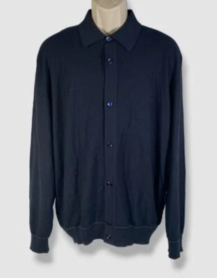 $1050 Brioni Men's Blue Cashmere Button-Front Cardigan Wool Sweater Size 58 - Image 1 of 4