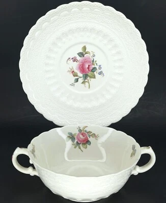 Spode Jewel Copeland Billingsley Rose Handled Cream Soup Bowl Saucer Replacement - Image 1 of 4
